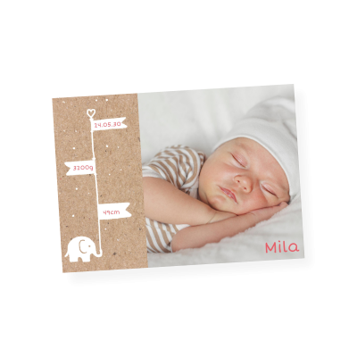 Grußkarte „Baby Elefant Fahne Kraft“ selbst gestalten im UNICEF Grußkartenshop. Bild 1