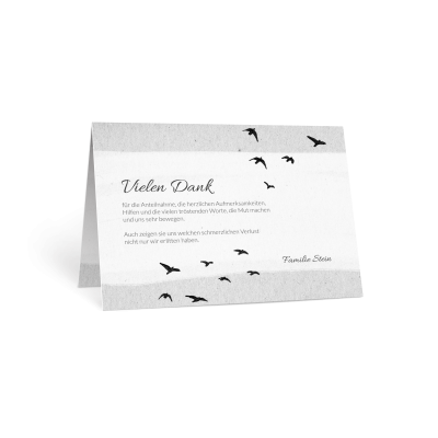 Grußkarte „Zarte Vögel Danke“ selbst gestalten im UNICEF Grußkartenshop. Bild 1