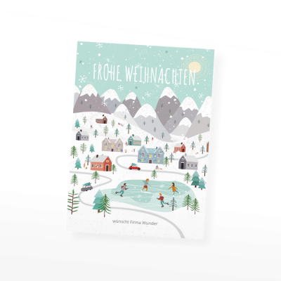 Grußkarte „Winter in den Bergen“ selbst gestalten im UNICEF Grußkartenshop. Bild 1